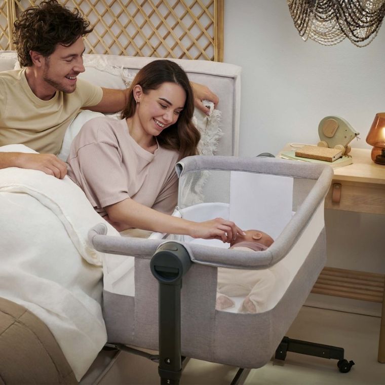 Kinderkraft, Nestee Up 2, łóżeczko dostawne, light grey