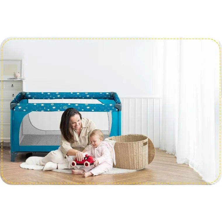 Ricokids, RK-240, łóżeczko turystyczne, z materacem i torbą, granatowe, 125x65x78 cm