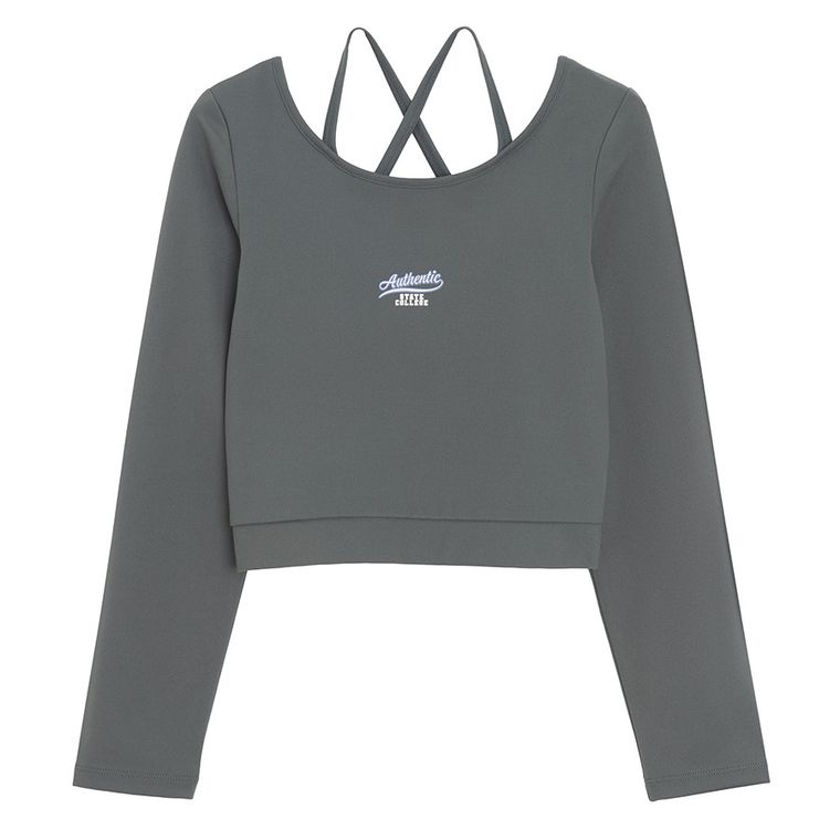 Cool Club, Komplet dziewczęcy, Bluzka z długim rękawem, crop top, Spódnica tenisowa z szortami, szary