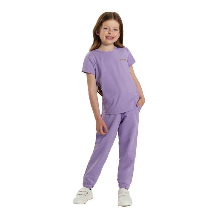 T-shirt dziewczęcy, fioletowy, Tup Tup