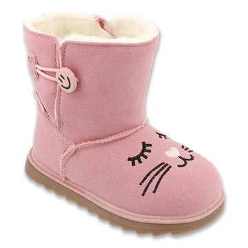 Buty zimowe dziewczęce ze skórą naturalną, ocieplane, różowe, Befado