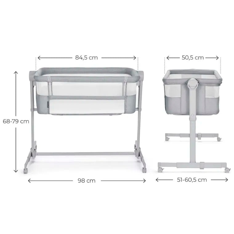 Kinderkraft, Nestee Up 2, łóżeczko dostawne, light grey